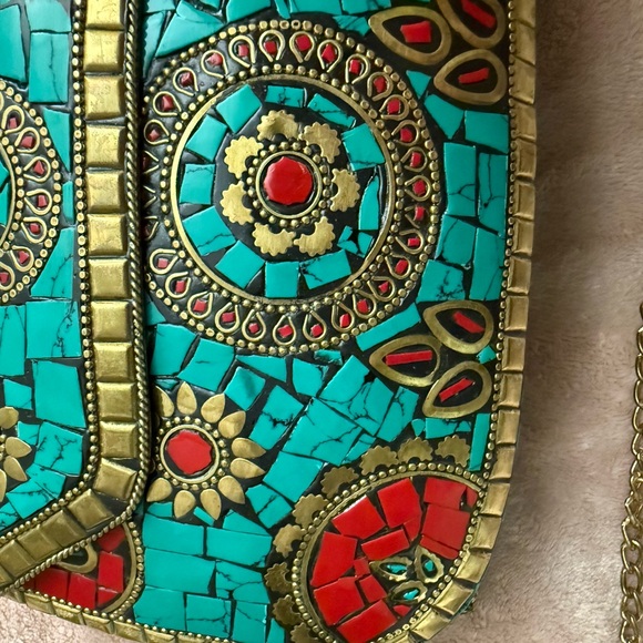 Turquoise and Red Mosaic Women Bag - Picture 7 of 16